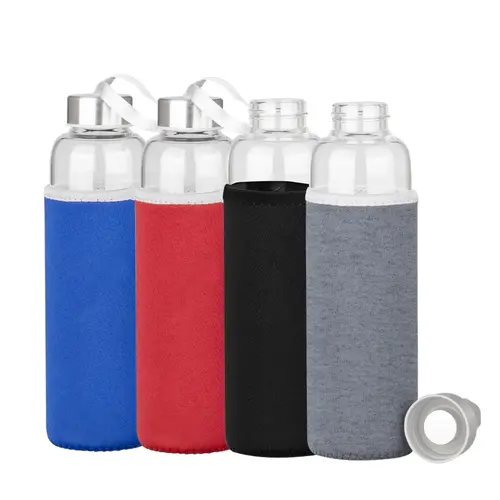 Botella de Vidrio Borosilicato con Funda de Neopreno 580cc